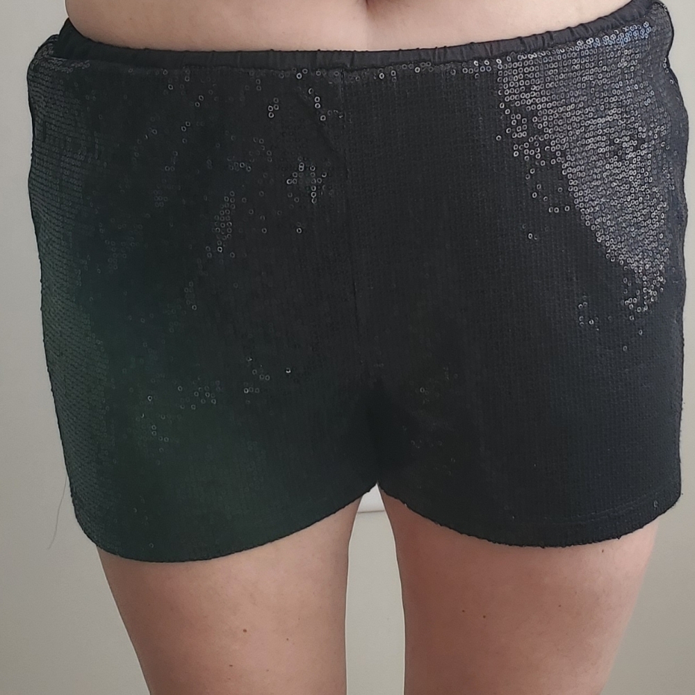 Black sequin shorts